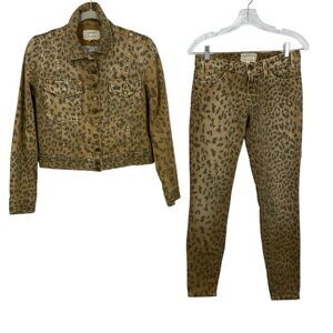 Current/Elliott Leopard Jean Set 2/25 Jacket & Stiletto Denim Y2K Indie Sleaze